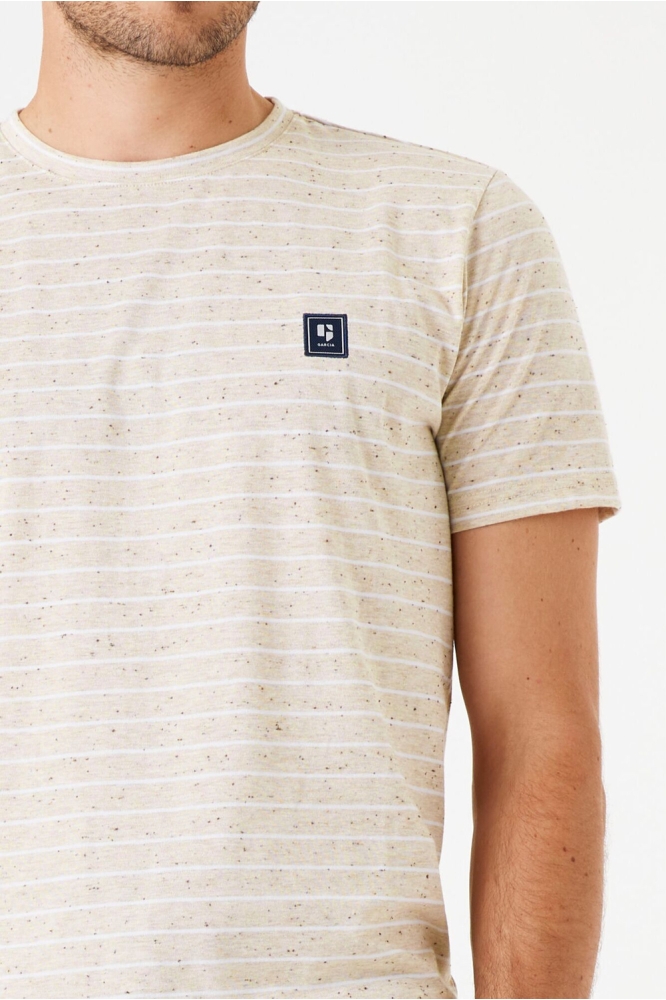 GESTREEPT T SHIRT E51204 822 SAND